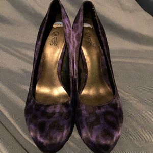 Purple leopard heels. Nylon material